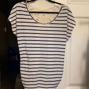 Striped shirt with lace back